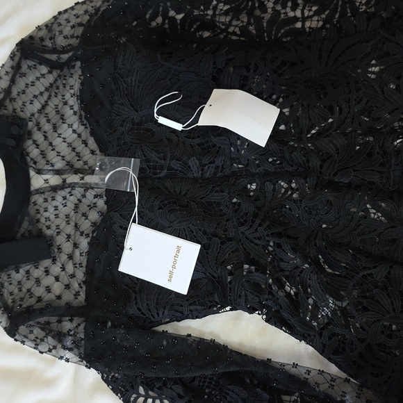 Self-Portrait Black Lace Blouse - Picture 3 of 9